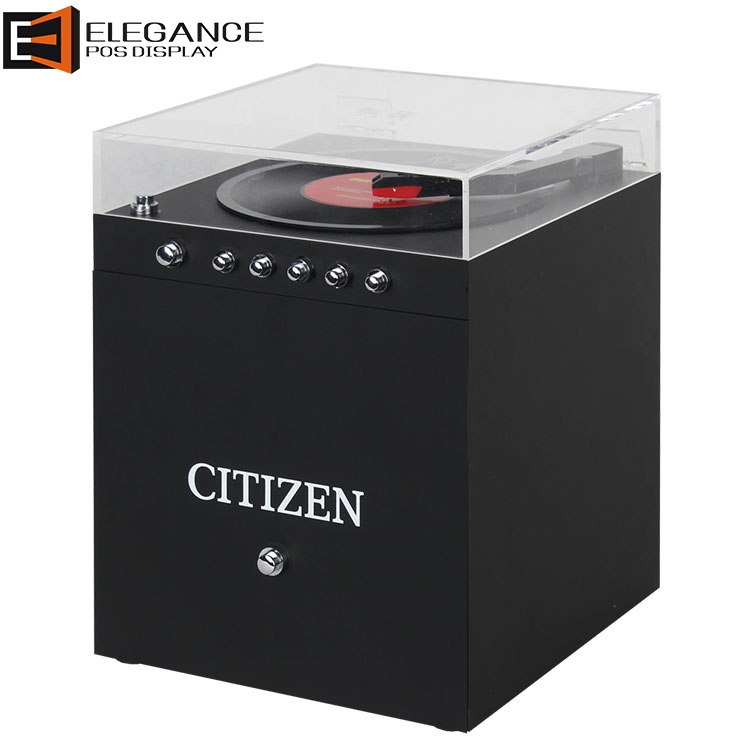 定制時尚黑色亞克力黑膠片唱機CD DVD展示架